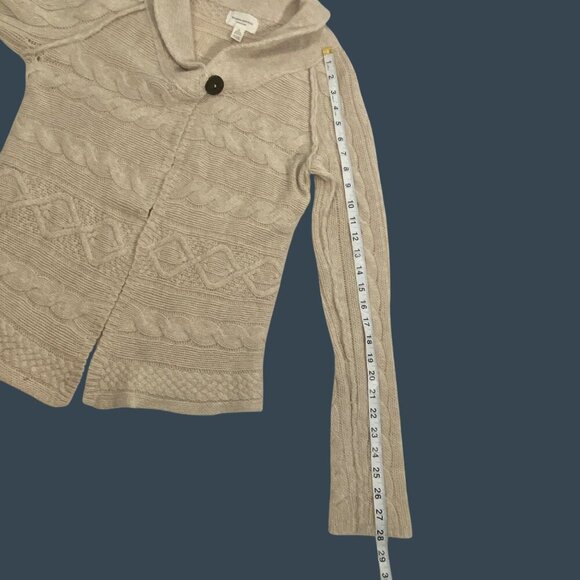 Banana Republic Alpaca Blend Cable Knit Cardigan Sweater M neutral super soft - Picture 10 of 11